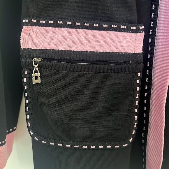 Exclusively Misook Women’s Open Front  Black Pink Knit Cardigan Jacket Sz XS - Picture 5 of 10